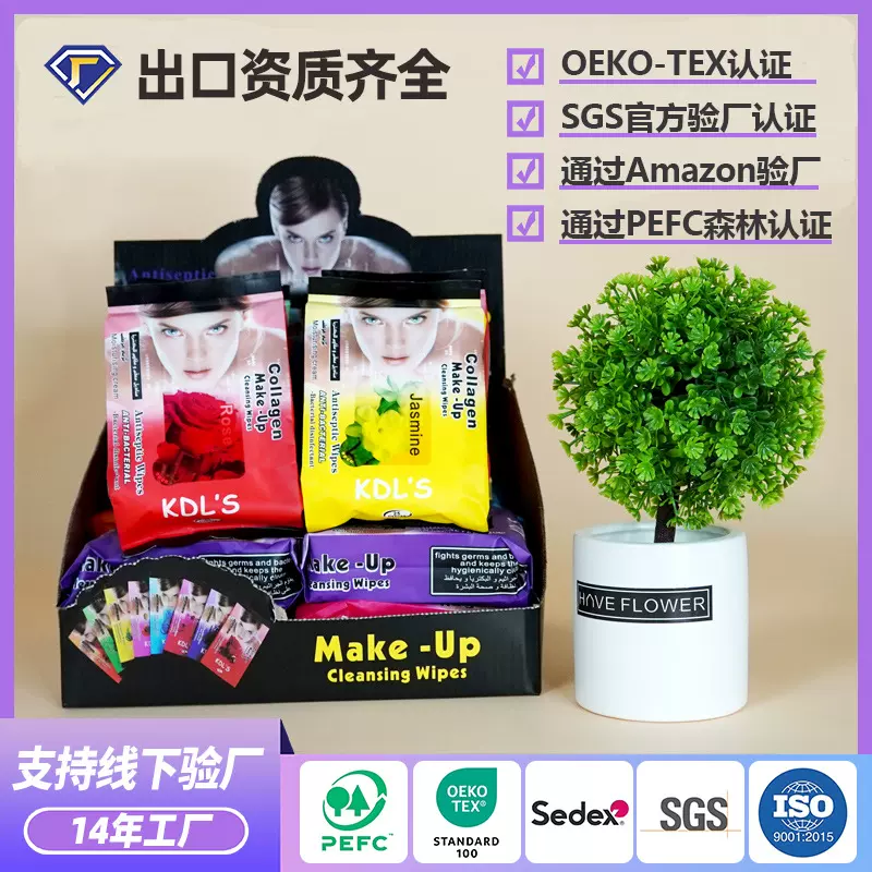跨境定制卸妆巾25片清洁湿巾温和湿巾加大外贸卸妆湿巾懒人湿巾