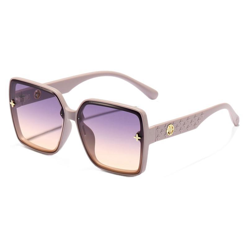 Nuevas gafas de sol de color degradado para mujer, marco generoso, patrón de pierna ancha, gafas de sol de alta gama simples, Douyin mismo estilo