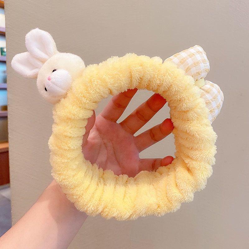 新しいかわいいクマのヘアバンド洗顔漫画ヘアバンドクリエイティブ弓動物ヘアリングフランネルヘアバンド卸売|undefined
