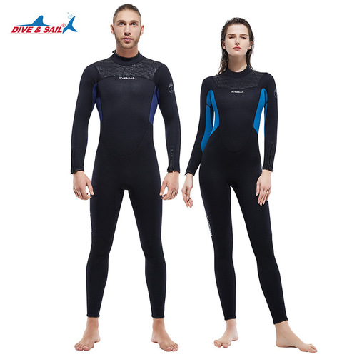 DIVE&SAIL warm wetsuit for men 3MM long-sleeved one-piece wetsuit for women cold-proof snorkeling wetsuit