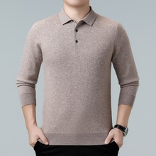 专柜男士100%山羊绒新款加厚保暖中年爸爸针织衫休闲百搭打底衫男