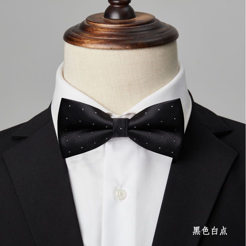 블랙 화이트 도트 나비 넥타이♢