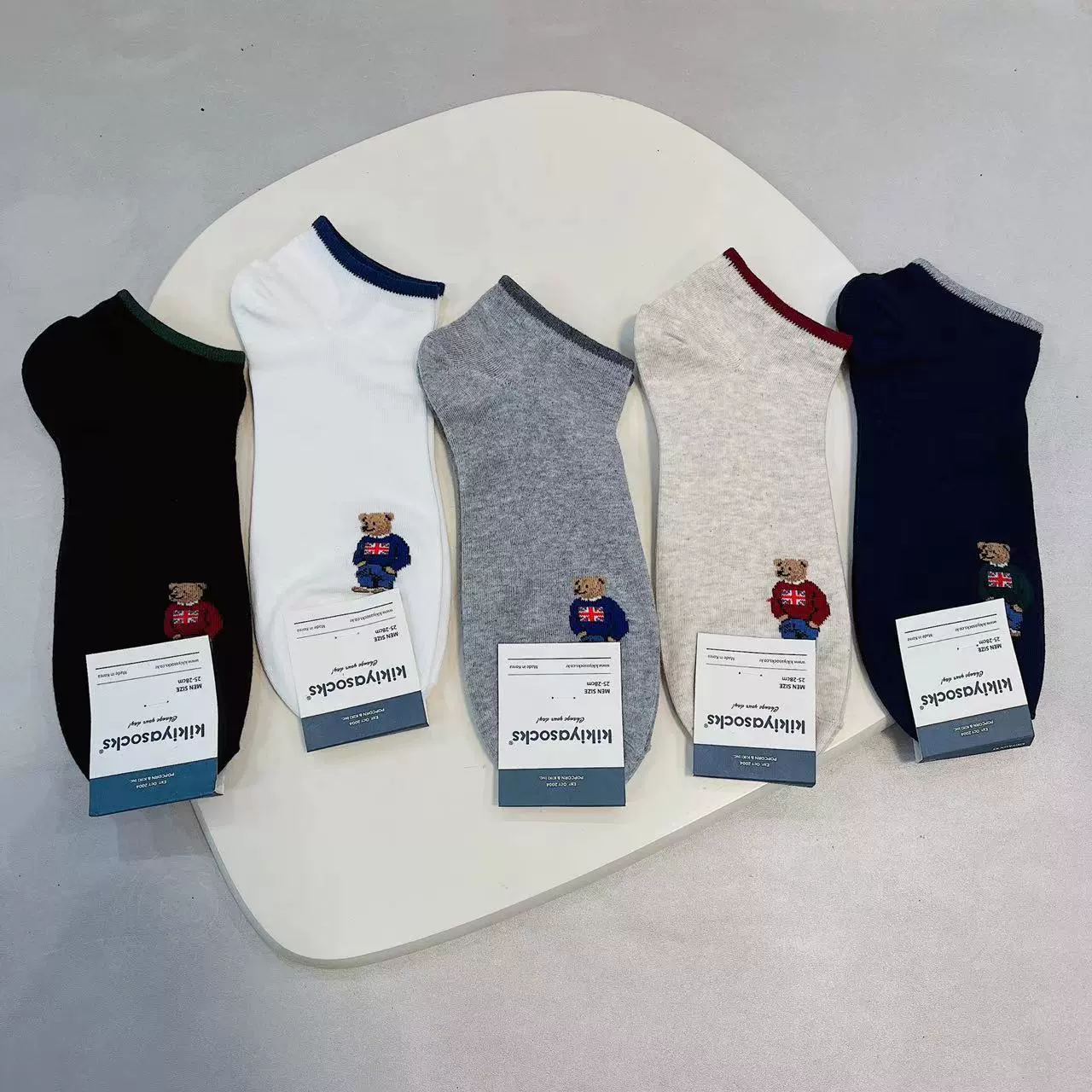 Корейские носки kikiyasocks весна и лето медведи простые джентльменские носки низкий топ мужские носки хлопковые