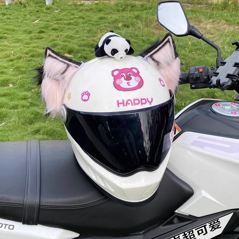 Helmet Accessories Furry Ears Detachable Motorcycle Electric Car Universal