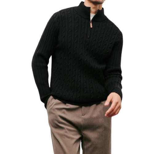 Explosiones transfronterizas de tamaño europeo medio cremallera jersey de hilado suéter hombre viejo viento de negocios otoño invierno fábrica al por mayor