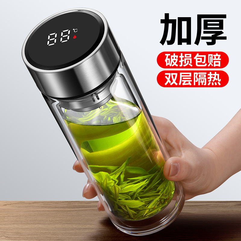 玻璃杯水杯双层男2025新款高硼硅杯子茶水分离杯大容量便携泡茶杯|undefined