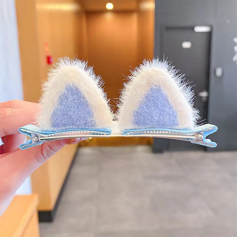 Horquilla de felpa para niños para niñas lindo clip de oreja de gato tridimensional horquilla de bebé niña flequillo lateral clip accesorios para el cabello