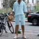 2025 Summer Men's Jacquard Sports suit V-neck Quick-drying Short-sleeved Ice Shorts Stretch High Street Two-piece Set