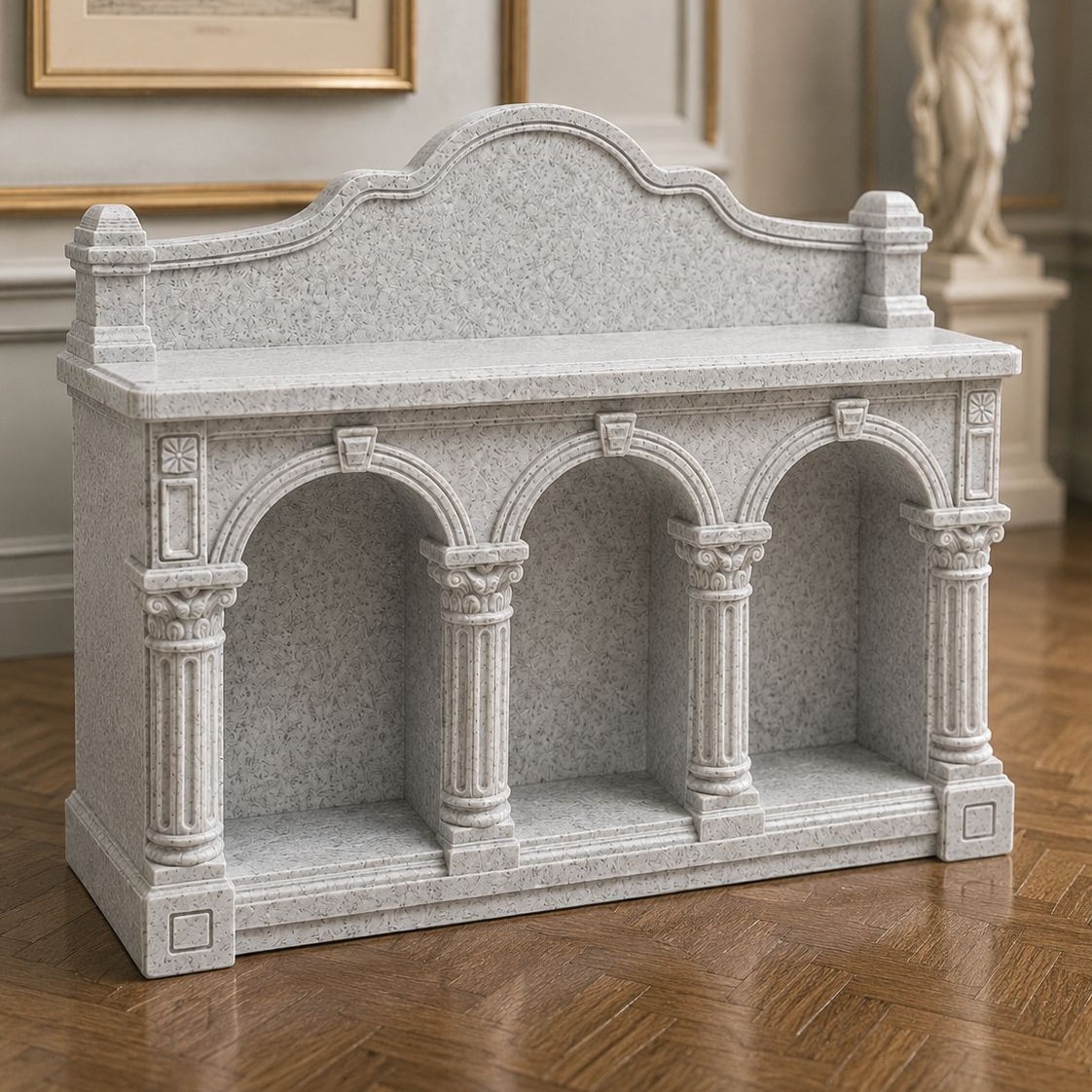 Retro European-style dollhouse with arched marble exterior; 1:12 scale miniature scene building accessories.