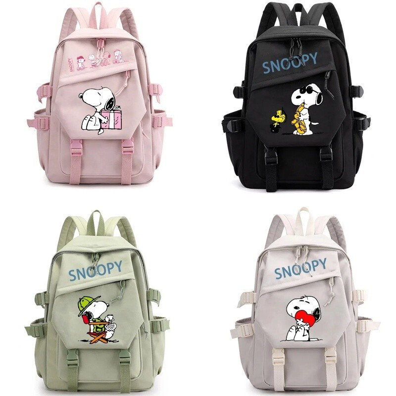 Snoopy Cartoon Print Korean Style Backpack Primary School Student Middle School Student School Bag Backpack
