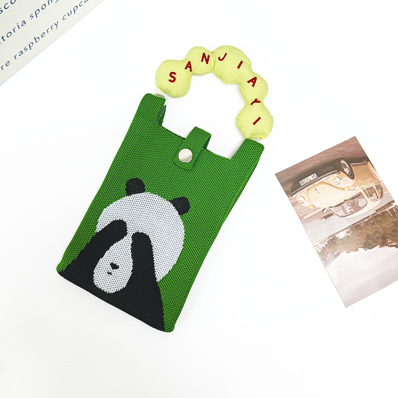 (손으로 들고 다닐 수 있는 끈이 없음) 녹색 눈을 가리는 팬더