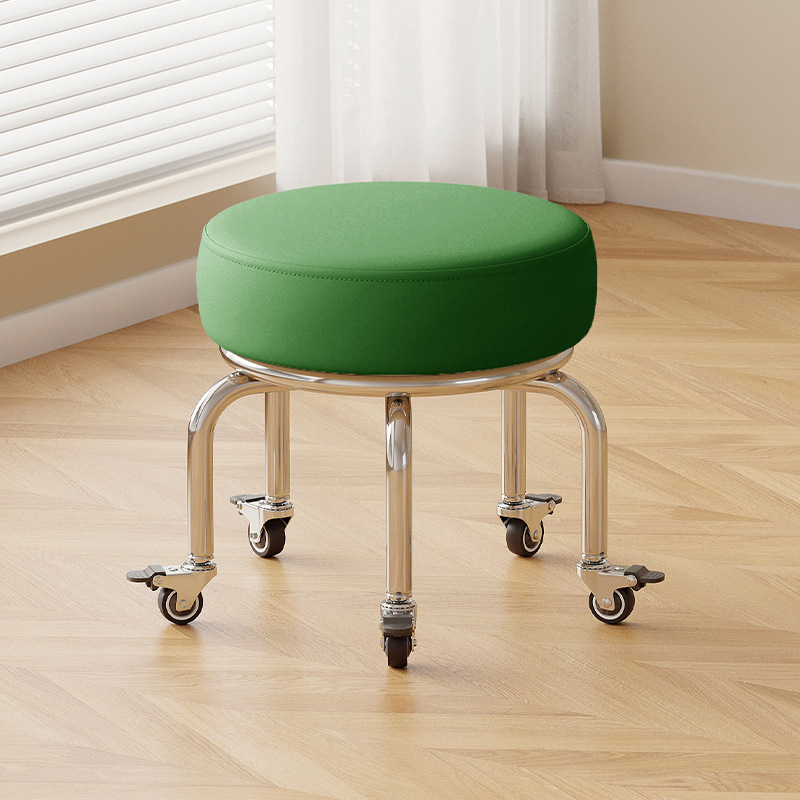 Polia doméstica taburete bajo rueda universal pequeño taburete silencioso rotativo taburete redondo móvil con artefacto moderno y simple