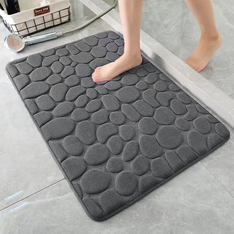 Cross-border embossed pebbles coral fleece in stock floor mat door mat bathroom bathroom absorbent floor mat manufacturers 24 delivery