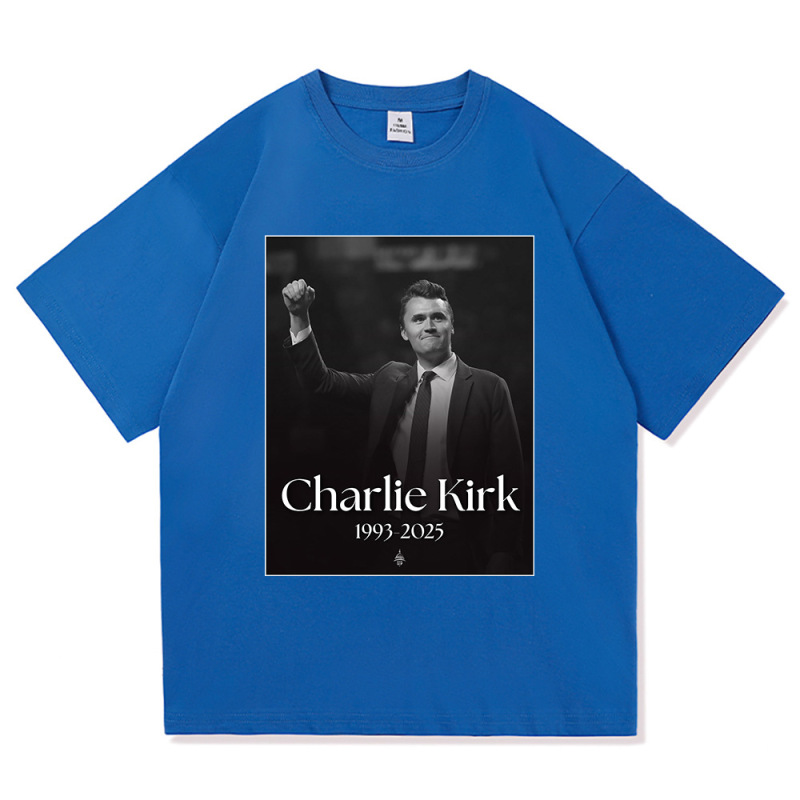 【欧码棉T】Charlie Kirk自由T恤时尚男/女原宿美学字母印花T恤中|undefined