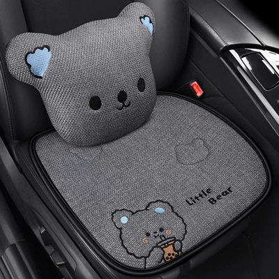 Hemp Milk Tea Little Bear Car – Seat cushion, seat cover