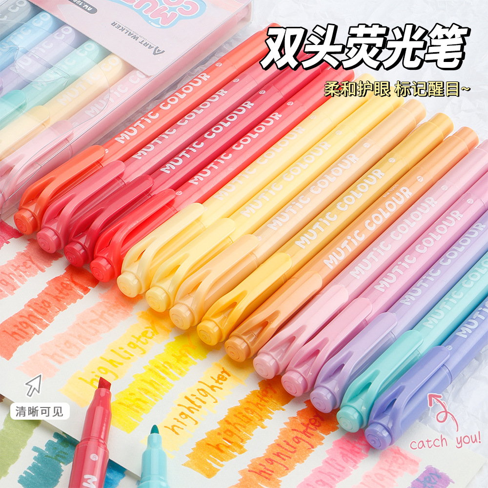 Morandi juego de resaltadores de dos cabezas, marcadores de estudiantes, resaltadores de marcado, protección ocular, marcadores de pintura de cuentas de mano