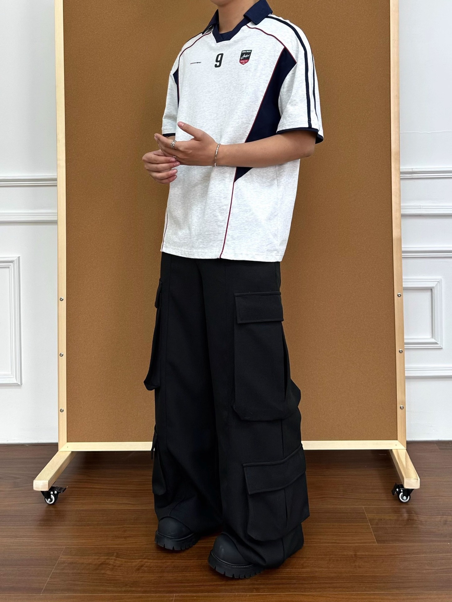 Polo shirt unisex con patchwork stile americano e stampa digitale_voghion.com