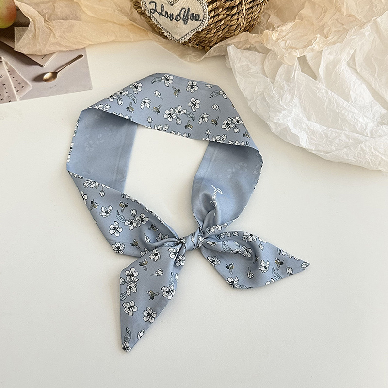 Bufanda de seda, atmósfera coreana, nueva cara, elegante decoración, bufanda pequeña, pañuelo floral, cinturón para el cabello, cinturón para el cabello, cinturón para el cabello