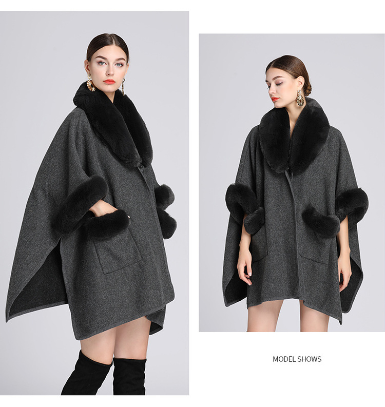 Mantella con colletto in lana, grande, ampia, in lana, cardigan donna_voghion.com