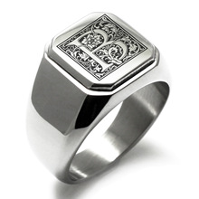 O 10407 Laser Engraved Square Ring ��ĸ��ָ ŷ���羳����ѷ��