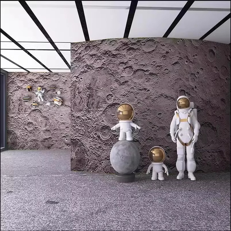 3d凹凸月球表面浮雕背景墙纸网红咖啡理发店铺壁画工业风星空壁纸|undefined