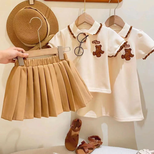 Generation baby girl POLO skirt summer 2024 new sister outfit girls skirt T-shirt skirt two-piece trendy set