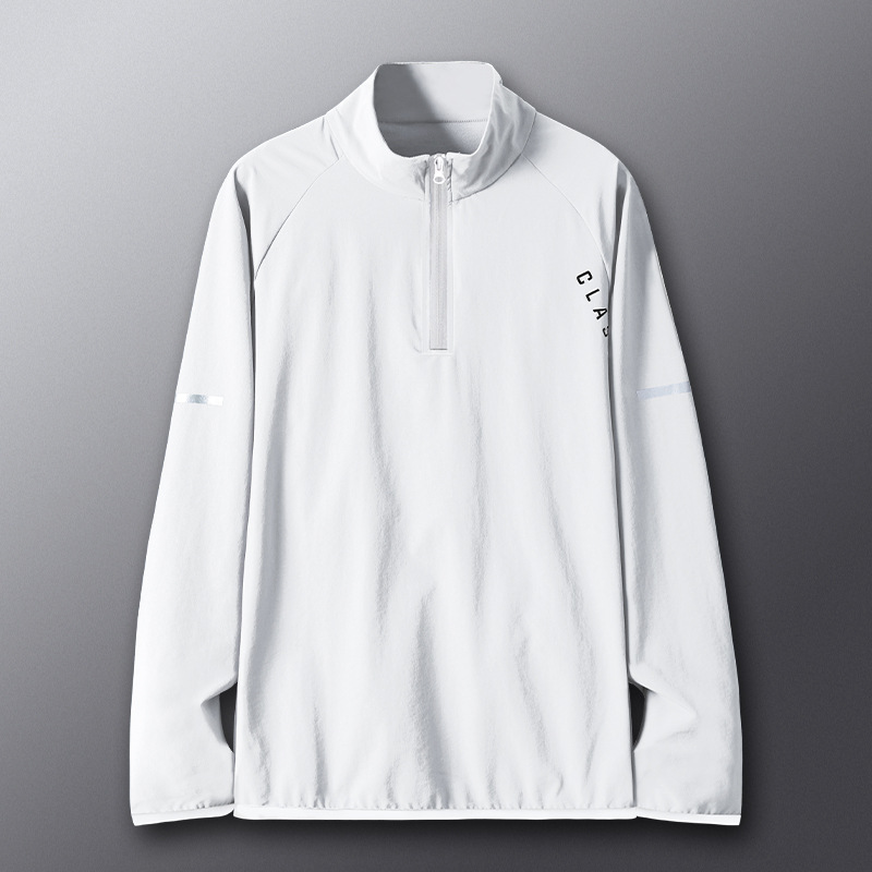 Camiseta de carrera de hombre, entrenamiento deportivo, ropa de ejercicio, ropa de primavera, camisa de manga larga, media cremallera