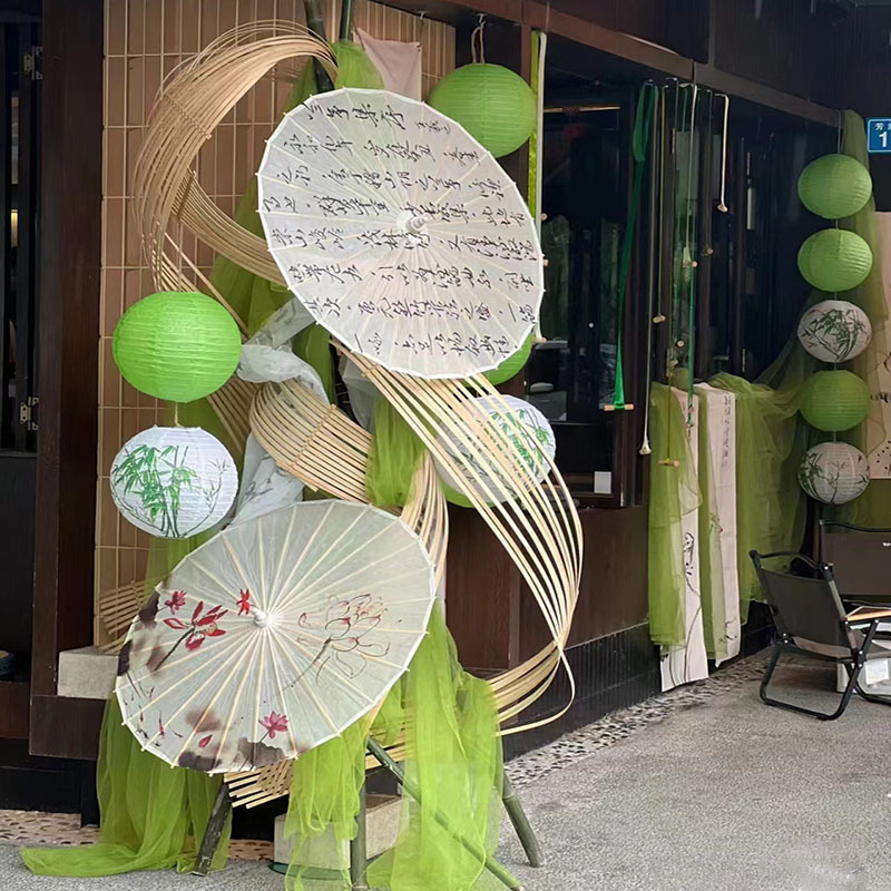 Ancient Style Scene Layout Decoration Landscaping Background Cloth Calligraphy Gauze Chinese Trendy Lanterns Shopping Mall New Chinese Style Free Shipping