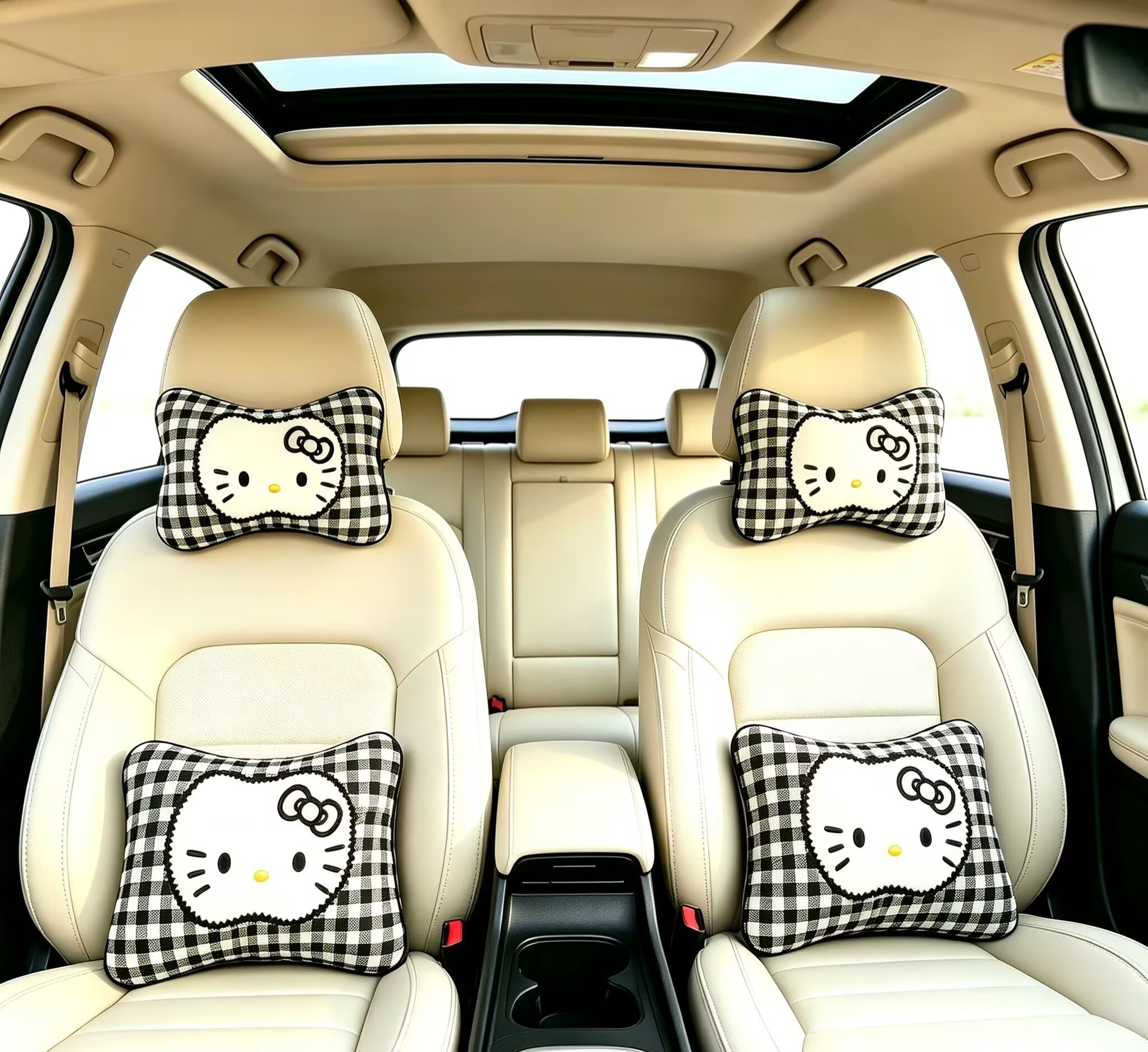 Creative In-Car Neck Pillow, Car Headrest Pillow for Women, Cute Kt Neck Support Pillow for Car Seat
