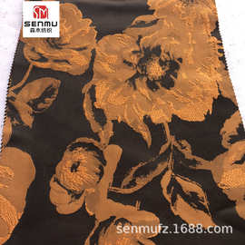 新款上市礼服全涤提花服装面料 抽象大提花色织布 连衣裙礼服面料