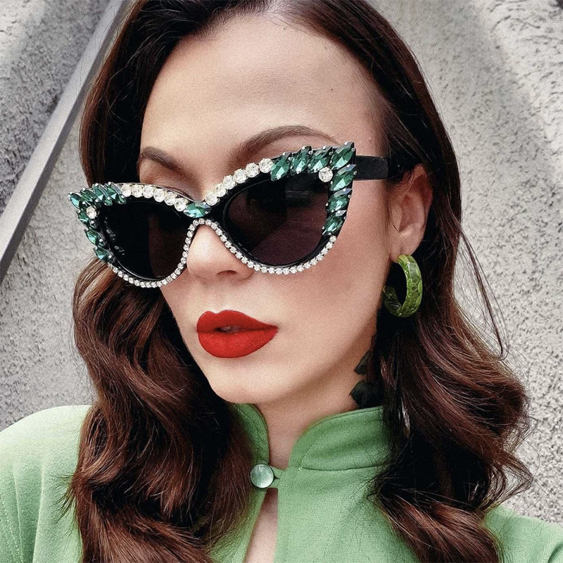 Sunglasses Classification Ac, UV400 Protection Lens Material Streetwear Geometric Ac UV400 Protection Butterfly Frame Diamond Full Frame Women's Sunglasses