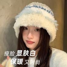 秋冬季毛绒绒加厚女防寒毛线帽保暖护耳显脸小大头围套头针织帽子