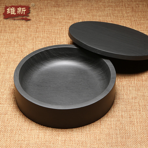 Sheyi Inkstone 4-inch 5-inch 6-inch 8-inch 10-inch Inkstone with Cover Ink Basin Original Stone Stationery with Natural Original Stone Inkstone with Cover