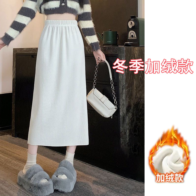コーデュロイ大きいサイズレディースベルベット厚手スカート2024秋冬Aライン痩身韓国風ミドル丈レディーススカートハイウエスト