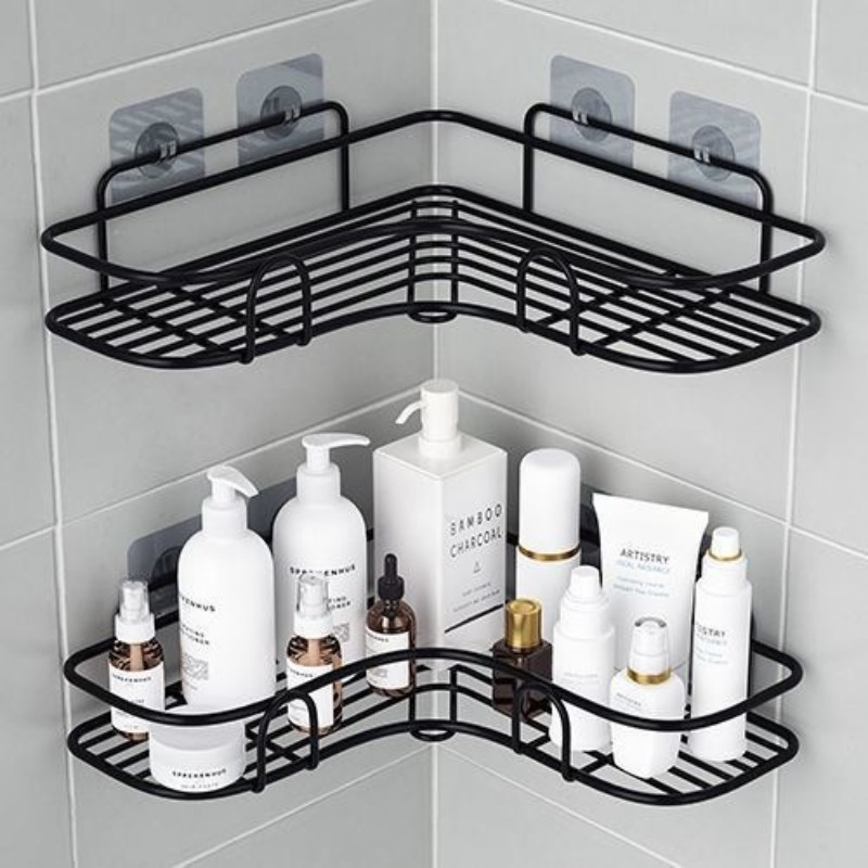 Estante de almacenamiento para baño sin perforación, estante de almacenamiento para baño/ducha/aseo, estante de almacenamiento para lavabo en la pared, conjunto completo de artículos
