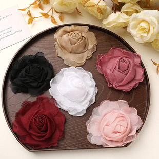 New Chinese Style Burnt Edge Fabric Dry Rose Flower Accessories DIY Hair Accessories Women's Hairpin Brooch Clothing Accessories Wholesale