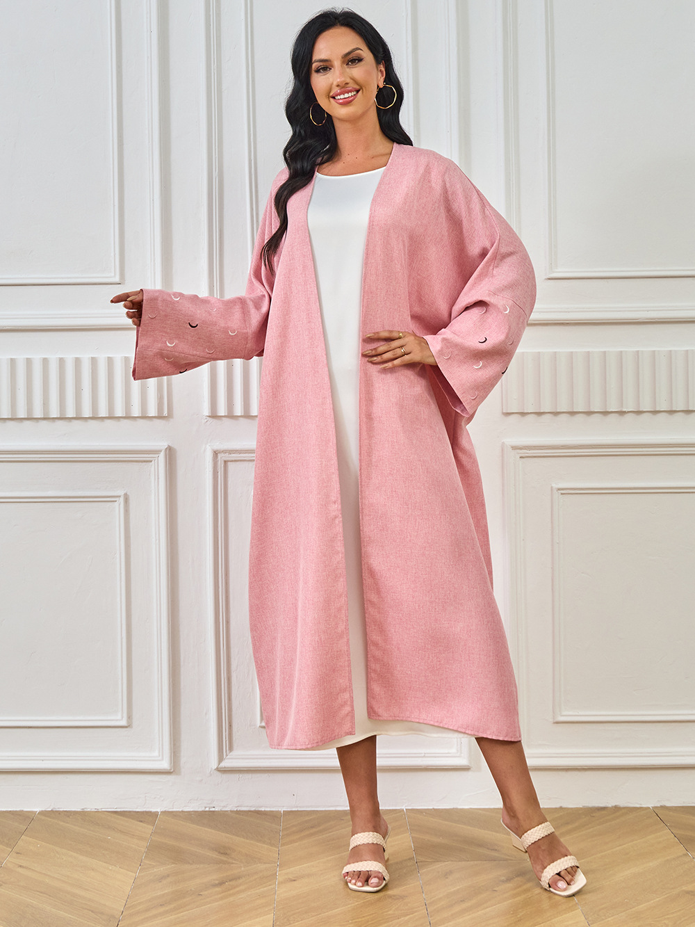 YLL05 Foreign Trade Abaya 2024 Summer Middle Eastern Cross-border Muslim Elegant Cardigan Embroidered Dress Robe For_ecoleips.com