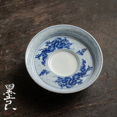 墨己 仿古胎高足壺承 仿元青花騰龍紋蓋碗茶壺底托 茶道配件多用