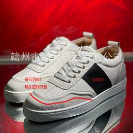 cl andgz红底鞋白色牛皮低帮男鞋真皮情侣运动休闲板鞋小白鞋女鞋