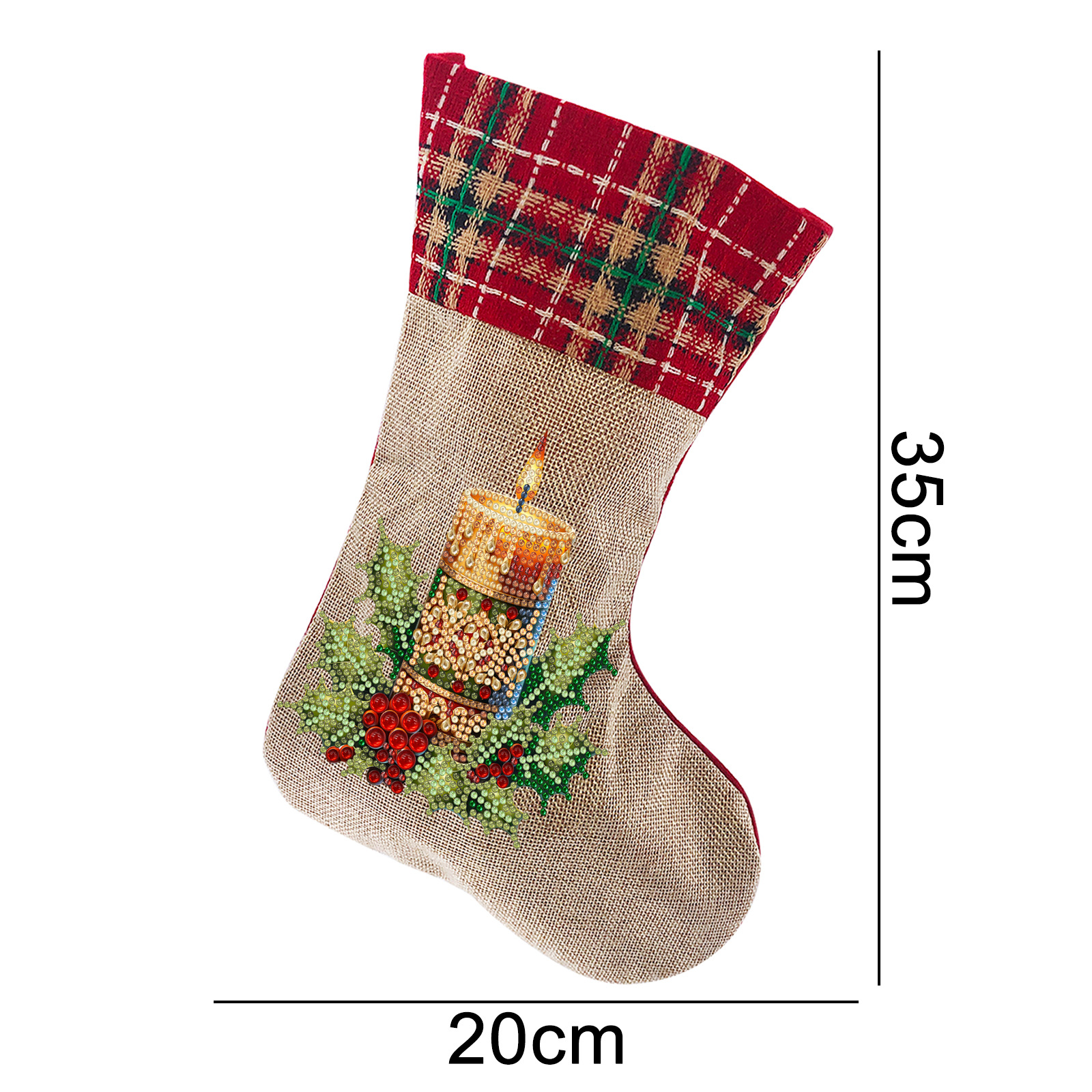 Diamante dibujo perimetral DIY calcetines de Navidad hechos a mano diamante pegado bolsas de dulces bolsas de regalo de Navidad bolsas de lino distribuibles