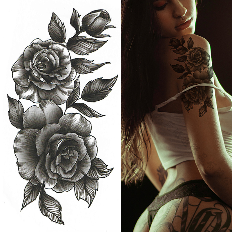 Tatuaje Temporal de Flores Boceto de Papel de Transferencia al Agua, Impresión por Transferencia de Agua, para Cuerpo image 62