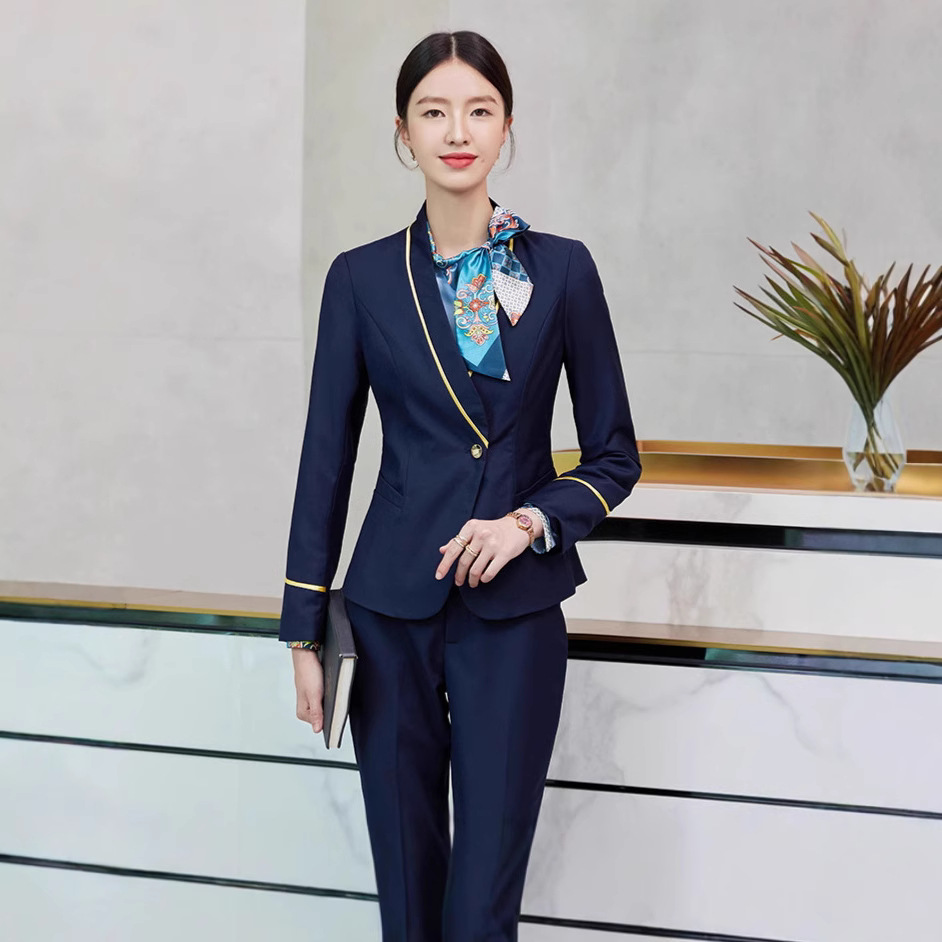 Flight Attendant Uniform Female Professional suit Autumn and Winter Stewardess Temperament Hotel Beautician Front Desk Work Clothes Empty Suit
