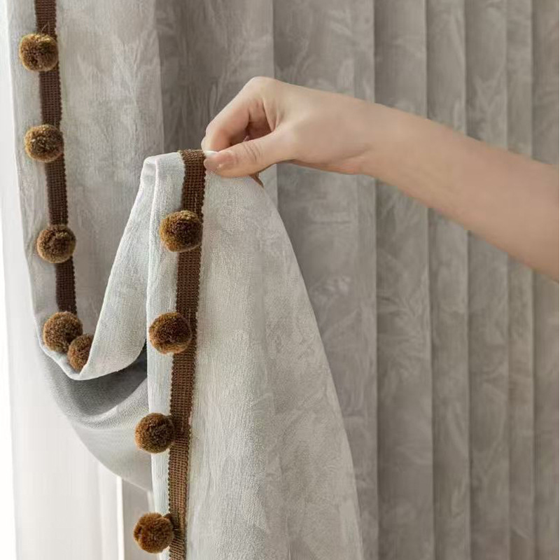 New French Retro Curtains Chenille Blackout Curtains Embossed Medieval Jacquard Living Room Bedroom Curtain Fabric Manufacturer