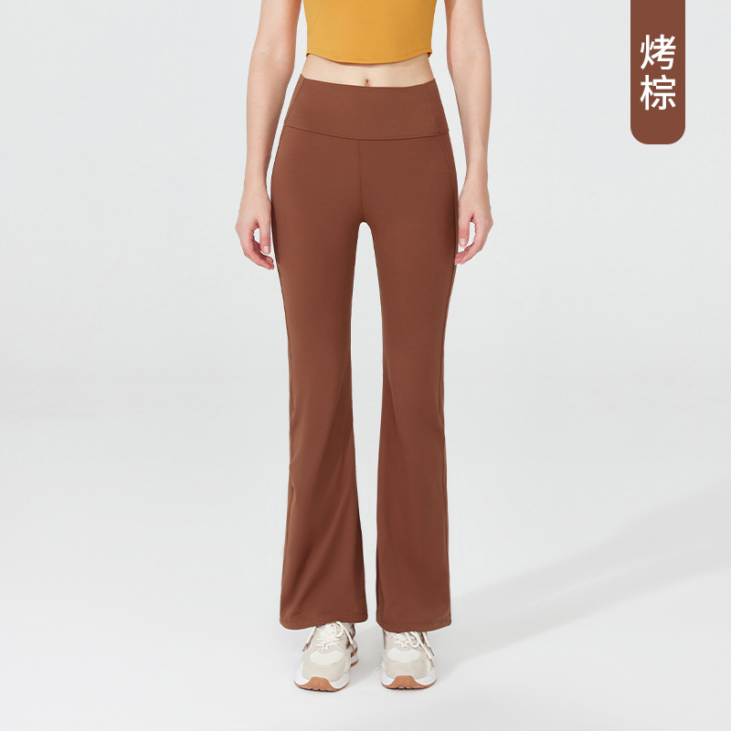 Pantalones de yoga acampanados transpirables de Lycra para Pilates, pantalones deportivos de cintura alta con bolsillos para mujer, pantalones largos deportivos que realzan los glúteos image 10