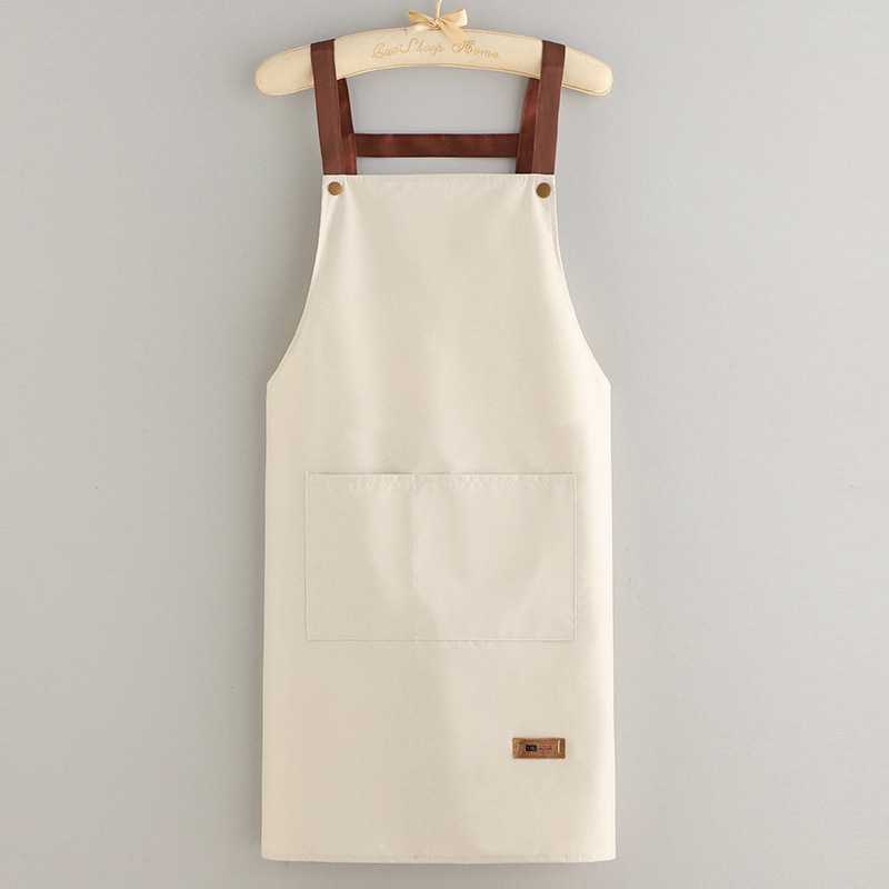 심플한 스타일의 스터드 버튼 앞치마 - 살구색