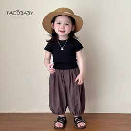 婴幼儿套装2026新款夏季短袖T恤女宝宝灯笼裤九分裤防蚊裤两件套