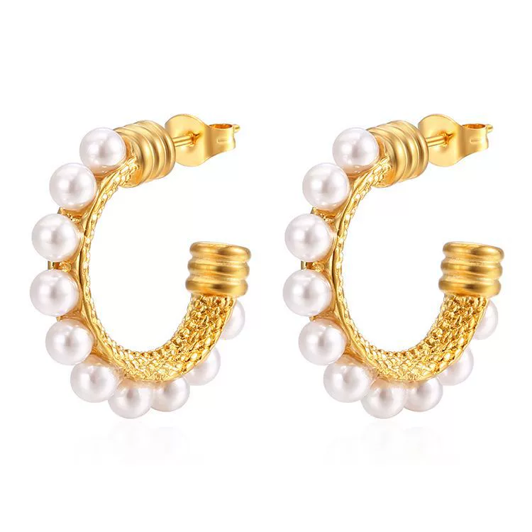 Brand retro fashionable trend stone inlay, earrings stainless steel, French retro style, light luxury style