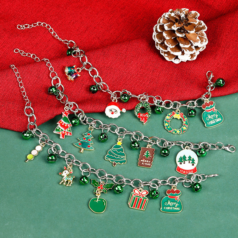 Temu popular Santa Claus bracelet alloy dripping oil Christmas tree elk bracelet holiday gift source factory Temu popular Santa Claus bracelet alloy dripping oil Christmas tree elk bracelet holiday gift source factory