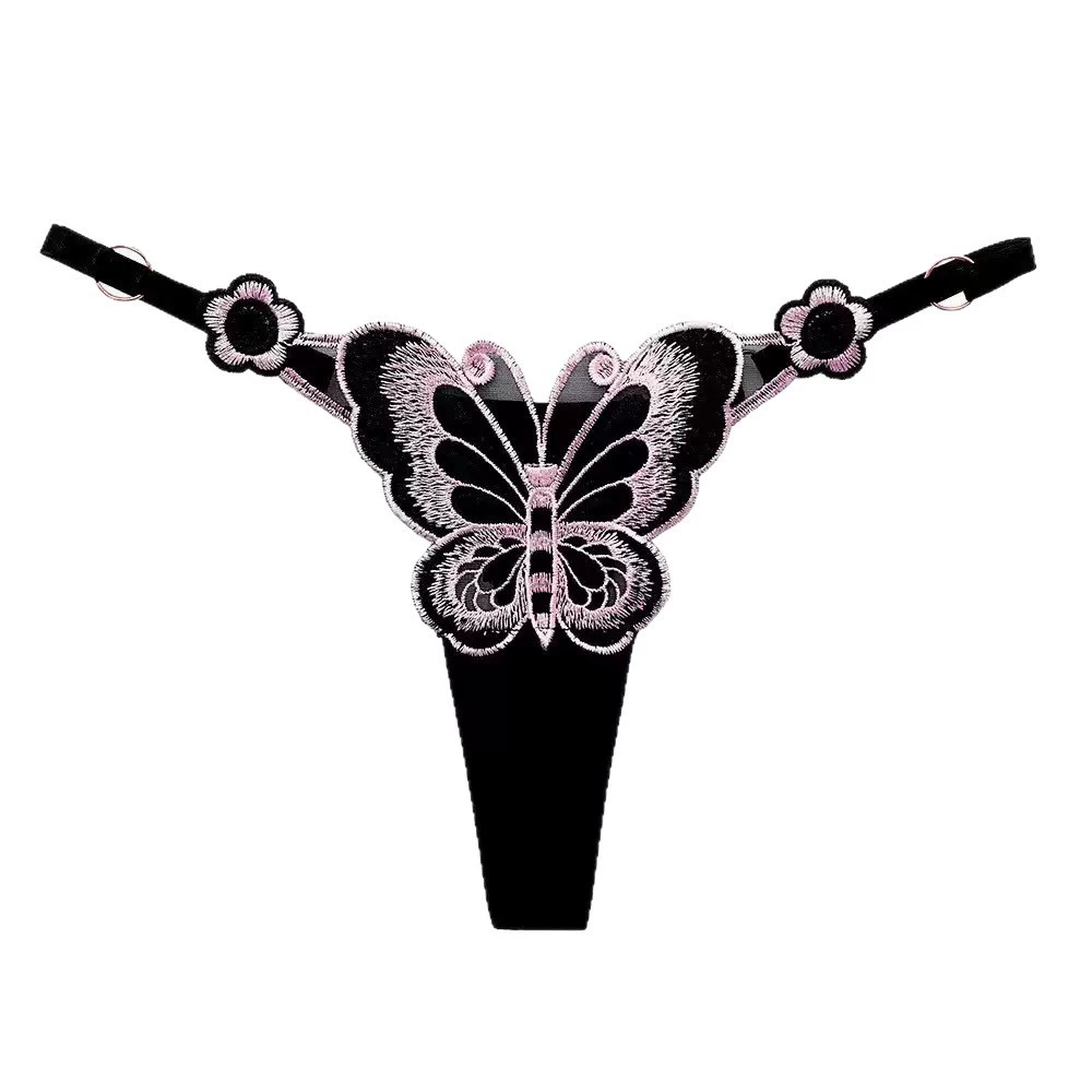 Кросс-борт sexy underwear с элементами бабочки, сексуальное и горячее прозрачное регулируемоеlow-waist вышитое thong