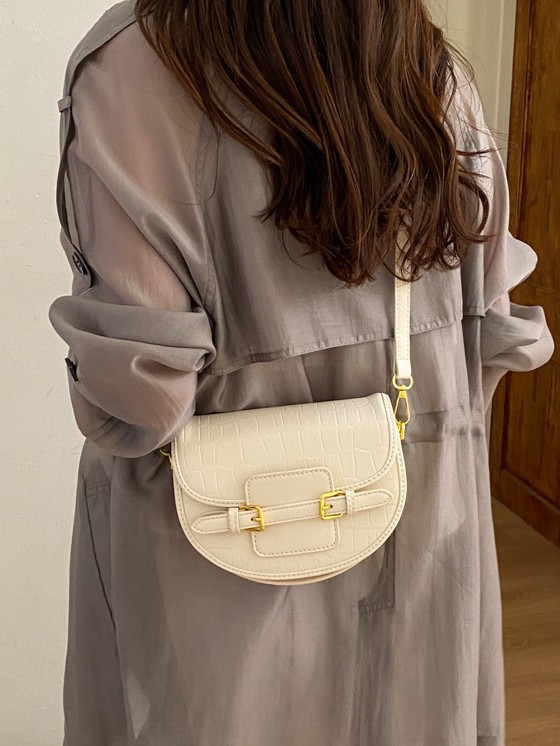 Crocodile Pattern Shoulder Bag Mujeres 2026 nuevo cross-border universal bolso cuadrado pequeño nicho diseño de moda silla de montar